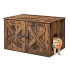 FEANDREA Litter Box Enclosure, Cat Litter Box Furniture Hidden, with Removable Divider, Wooden Cat Washroom Furniture,Indoor Cat House, Rustic Brown UPCL002X01