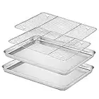 Velaze Set 2 Teglie da Forno con Griglia di Raffreddamento in Acciaio Inox, Teglia Vassoio Rettangolare per Pane, Biscotti, Pizza e Torte, Atossico e Antiaderente, 40 x 30 x 2.5 cm