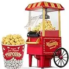 Popcorn Maker 1200W, Home Hot Air Popcorn Machine, Healthy & Fat-Free, Easy to Clean & Use, Best Theater Popcorn Popper for Movie Night,Parties, Kids Birthday Party Favorites, Red