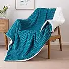 MIULEE Couverture 125x150cm Lestée en Polaire Polyester 280GSM en Flanelle et 230GSM en Laine Pelucheuse et Douce à Poils Chauffant pour Aider à Mieux Dormir pour Lit Bebe Vert d'eau