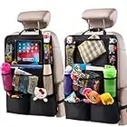 Helteko Backseat Car Organizer, Kick Mats Back Seat Protector with Touch Screen Tablet Holder, Car Back Seat Organizer for Kids, Car Travel Accessories, Kick Mat with 9 Storage Pockets 2 Pack, Black