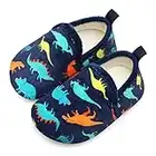 JOINFREE Toddler Boys Girls Cozy Plush Slippers Cute Kids Warm House Shoes Navy Dinosaur 6.5-7.5 Toddler=EU24-25