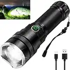 Rechargeable LED Flashlight, 90000 Lumens Tactical Flashlight, LED Flashlight with Zoomable, 5 Modes, Waterproof Flashlights for Camping, Hiking, Emergencies…