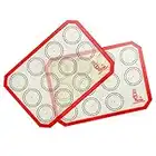 Set da 2 Tappetini da forno in silicone Antiaderente, Foglio da Forno per Macaron Pane Biscotti, Carta da Forno Riutilizzabile, Stuoia Pasticceria, Resistente al Calore, Senza BPA (30×21cm, rosso)