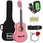 Best Choice Products 30in Kids Acoustic Guitar Beginner Starter Kit with Electric Tuner, Strap, Case, Strings - Pink