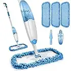 Microfiber Spray Mop for Floor Cleaning, TINA&TONY Hardwood Floor Mop Spray Dry Wet Mop with 3 Reusable Mop Pads & 635ML Refillable Bottle, Kitchen Dust Mop for Hardwood Laminate Tile Floors, Blue