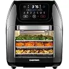CHEFMAN Multifunctional Digital Air Fryer+ Rotisserie, Dehydrator, Convection Oven, 17 Touch Screen Presets Fry, Roast, Dehydrate, Bake, XL 10L Family Size, Auto Shutoff, Large Easy-View Window, Black