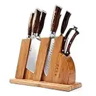 TUO 8-pcs Kitchen Knife Set - Forged German X50CrMoV15 Steel - Rust Resistant - Full Tang Pakkawood Ergonomic Handle - Kitchen Knives Set with Wooden Block - Fiery Phoenix Series