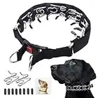 No Pull Dog Collar, Prong Collar for Small Medium Large Dogs, Pinch Collar for Dogs with Quick Release Buckle, Prong Collar Cover, Extra Links, Safety Clip, Rubber Tips (Medium,3mm,19.7-Inch,14-18"Neck, Black)