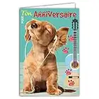 Afie 67-1117 Carte Pour Ton Anniversaire Chien Chiot Labrador Retriever Mignon écouteurs Musique Guitare Pattes Fabriqué en France