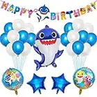 26 PCS Globos De Tiburón Bebé, Decoraciones De Cumpleaños De Tiburón, Globos De Fiesta De Bebé De Tiburón Con Temática Oceánica, Decoraciones De Fiesta De Cumpleaños Para Niños