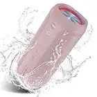 EDUPLINK Portable Bluetooth Speaker, ipx7 Waterproof Speaker, 20W Louder Wireless Speaker with 20 Hours Playtime, TWS Pairing, RGB Lights, and TF Slot - Perfect for Beach and Pool, Pink