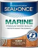 Seal-Once Marine Premium Wood Sealer - Waterproof Sealant - Wood Stain and Sealer in One - 1 Gallon & Clear