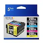 E-Z Ink (TM) Remanufactured Ink Cartridge Replacement for Epson 220 XL 220XL T220XL to use with WF-2760 WF-2750 WF-2630 WF-2650 WF-2660 XP-320 XP-420 XP-424(2 Black, 1 Cyan, 1 Magenta, 1 Yellow)5Pack