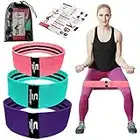 Bande di resistenza, fascia di resistenza per gambe e glutei, include fascia per esercizi di allenamento, fascia antiscivolo per donne e uomini Hip Circle, set di 3 barelle (rosa, blu, viola)