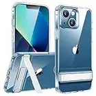 ESR Funda Metal Kickstand Compatible iPhone 13, Soporte Bidireccional Patentado, Pie de Apoyo de Metal, Protección contra Caídas de Grado Militar, Marco Flexible, Resistente, Slim, Transparente