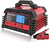 ATian Smart Battery Charger 12V/20A 24V/10A Automatic Battery Maintainer Auto-Volt Detection ,with LDC Display Tester for Car Motorcycle Lawn Mower AGM GEM Lead Acid Batteries (Red)