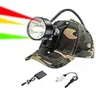 GearOZ Coon Hunting Lights Headlamp for Coyotes Hog Predators, Rechargeable & Waterproof, 6 Lighting Modes, 4 Powerful LEDs (White Red Green Amber) with Camo Hunting Hat for Night Working