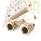 Aomekie Theater Opera Glasses 3X25 Binoculars for Musical Concert (Gold with Handle)