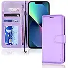 TECHGEAR Etui iPhone iPhone 14 Plus Portefeuille - Housse en Cuir avec Rabat de Protection, Fentes pour Cartes, Béquille et Dragonne, Cuir PU Violet Compatible avec iPhone 14 Plus 6.7"