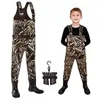 TideWe Chest Waders for Kids, Neoprene Waterproof Insulated Hunting Wader for Toddler & Children, Cleated Bootfoot Wader for Boy and Girl, Hunting & Fishing Wader Realtree MAX5 Camo (Size 2T)