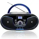 LONPOO Portable Boombox CD Player Stereo Sound with Bluetooth, FM Radio, USB, AUX-IN, Headphone Output, AC/DC Operated