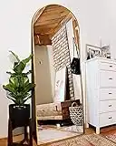 ITSRG Floor Mirror, Full Length Mirror with Stand, Arched Wall Mirror, Glassless Mirror Full Length, Gold Floor Mirror Freestanding, Wall Mounted Mirror for Bedroom Living Room (Gold)