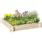 Outsunny Letto per Orto in Legno di Abete, Fioriera da Esterno, Montaggio Senza Viti per Giardino, Orto, Piante, 100x100x16cm