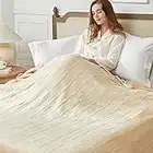 HomeMate Electric Heated Blanket Dual Controller King Size 100"x 90" Beige,5 Heating Levels Fast Heating,10 Hours Auto Off, Heat Blanket Over-Heated Protection Double Soft Flannel,ETL Certified