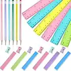 Pastel Stationery Set of 24 Pastel Pencils Rulers Erasers and Pencil Sharpener for Student Kids Teens Back to School Exam Office Work Writing Drawing