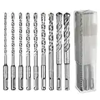 HPMAISON SDS Plus Hammer Drill Bit, 9PCS Cross Drill Bits, 4-Cutter Tungsten Carbide Tip Fully Hardened Tool for Concrete, Brick, Cement, Granite, Marble & Masonry, 5/6/6/8/8/10/12/14/16mm x 160mm