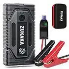 ZUKAKA Booster Batterie 2000A 21800mAH, 12V Démarreur de Voiture Portable (Jusqu'à 6.5L Diesel ou 8.0L Gaz), Jump Starter avec Pinces Intelligentes, Lumière LED, Marteau de Sécurité, 12 Mois en Veille