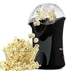 Macchina per Pop Corn Macchina Popcorn Compatta ad aria calda senza grassi,Design a Bocca Larga, 1200 W, include Misurino e Coperchio Rimovibile,Nero