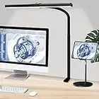 ULTEM Led Desk Lamp for Home Office, Eye-Caring Desk Lights for Home Office, Modern Office Lamp, 12W Dimmable & 5 Color Modes Extra Bright Tall Architect Clamp Lamp for Workbench Monitor Crafting