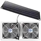 AntPay - Kit de ventilador de panel solar, 10 W, resistente a la intemperie, doble ventilador con cable de 3,5 m para exteriores, gallineros pequeños, invernaderos, cobertizos, casas de mascotas, escape de ventana