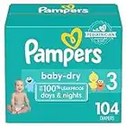 Pampers Diapers Size 3, 104 count - Baby Dry Disposable Diapers