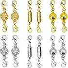 GOOHOME 12Pcs Magnetic Jewelry Clasps Magnetic Lobster Clasps Magnetic Necklace Magnets Clasp Extender for Necklace Bracelet Jewelry Making (Gold and Silver)