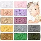 JOYOYO 12 Pcs Baby Turban Headband Baby Nylon Headbands Bowknot Headbands Stretchy Soft Wide Headbands for Babies Elastic Headbands for Newborn Baby, Toddlers