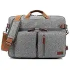 CoolBELL umwandelbar Rucksack Messenger Bag Umhängetasche Laptop Tasche Arbeitstasche Handtasche Business Aktentasche Multifunktions Reise Rucksack Passend für 17,3 Zoll Laptop/Männer/Frauen(Grau)