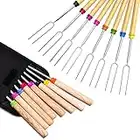 Ezire Marshmallow Roasting Sticks, Extendable Telescoping Smores Skewers for Fire Pit Campfire BBQ Hot Dog Marshmellow 32inch (8 Pack)