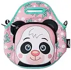 Fringoo® Sac à lunch isolé thermique en néoprène pour enfants Poche à fermeture Éclair Bandoulière, Néoprène, panda, 29H x 29L x 15W cm