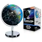 USA Toyz Illuminated Globe of The World with Stand - 3in1 World Globe, Constellation Globe Night Light, and Globe Lamp with Built-in LED, Easy to Read Texts, and Non-Tip Base, 13.5 Inch Tall