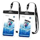 MoKo Waterproof Phone Pouch [2 Pack], Underwater Phone Case Dry Bag with Lanyard Compatible with iPhone 13/12/11 Pro Max/Mini, Xs Max Xr, SE 3/2, Galaxy S22/S21/20, Note 20/10, HUAWEI P50