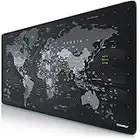 TITANWOLF - XXL Tappetino per Mouse da Gioco - Gaming Mousepad Extra Grande 900 x 400mm - Mousepad Pad con Base in Gomma Antiscivolo - Spessore 3mm - Nero - modello World Map