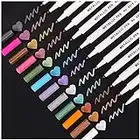 Dyvicl Metallic Marker Pens - 12 Colors Hard Fine Tip Metallic Markers for Black Paper, Adult Coloring, Card Making, Rock Painting, Scrapbooking Crafts, DIY Photo Album