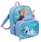 Disney Frozen 2 Rucksack + Lunchtasche isolierte Kühlbox + Wasserflasche passendes 3-teiliges Gepäckset, blau, Einheitsgröße, Rucksack