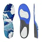 QBK Plantillas Fascitis Plantar Hombre Mujer Taloneras Fascitis Plantar con Diseño Patrón Ondas Verano Soporte del Arco Plantillas Gel para Pies Planos Dolor de Talón y Alivio del Dolor al Caminar,L