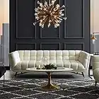 Modway Adept Contemporary Mid-Century Modern Performance Velvet Upholstered Tufted Sofa in Ivory