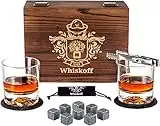 Juego de Copas de Cristal Roca - Caja de Regalo con Rocas de Enfriamiento para Whisky - Juego de Copas Scotch - Juego de Piedras de Whisky de Bourbon - Regalo Ideal de Bourbon para los Hombres