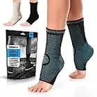 Powerlix Ankle Brace Compression Support Sleeve (Pair) for Injury Recovery, Joint Pain and More. Achilles Tendon Support, Plantar Fasciitis Foot Socks with Arch Support, Eases Swelling